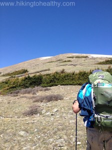 Approaching the Boulder field.  It is already pretty steep.