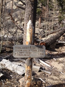 Trail signage just past Gem Lake