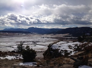 View from the bluffs facing south west towards Pikes Peak.