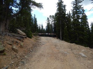 The road closes to motorized vehicles from here